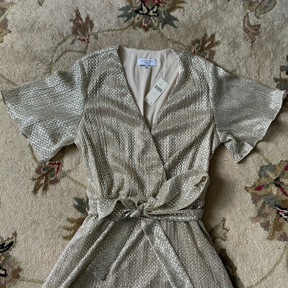 NWT Anthro Waverly Grey Mini Dress - Picture 5 of 7